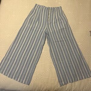 Umgee Blue and White Striped Wide-Leg Pants